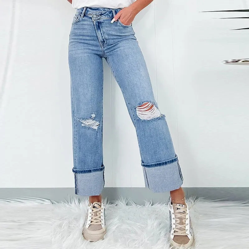 LovelyRLovely Women's  High Waist Ripped Jeans