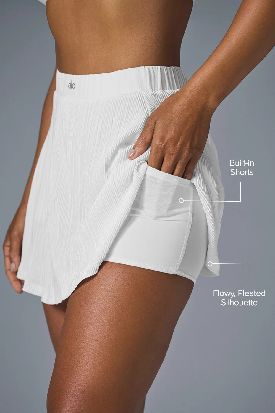 Micro Plisse Tennis Skirt - White