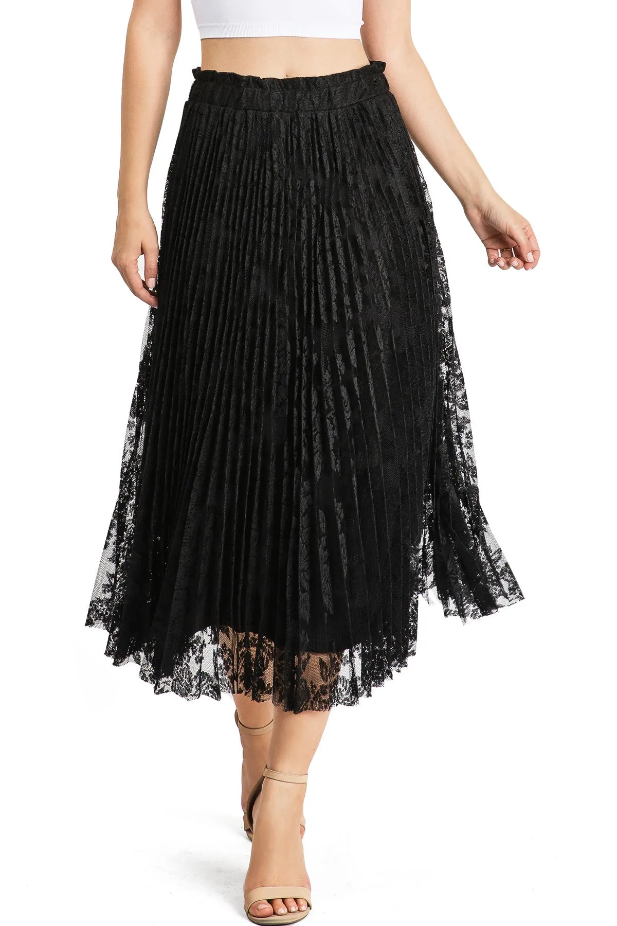 Midnight Lace Pleat Skirt