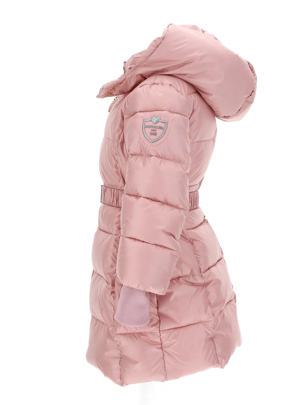 MONNALISA Technical down pink jacket with bow