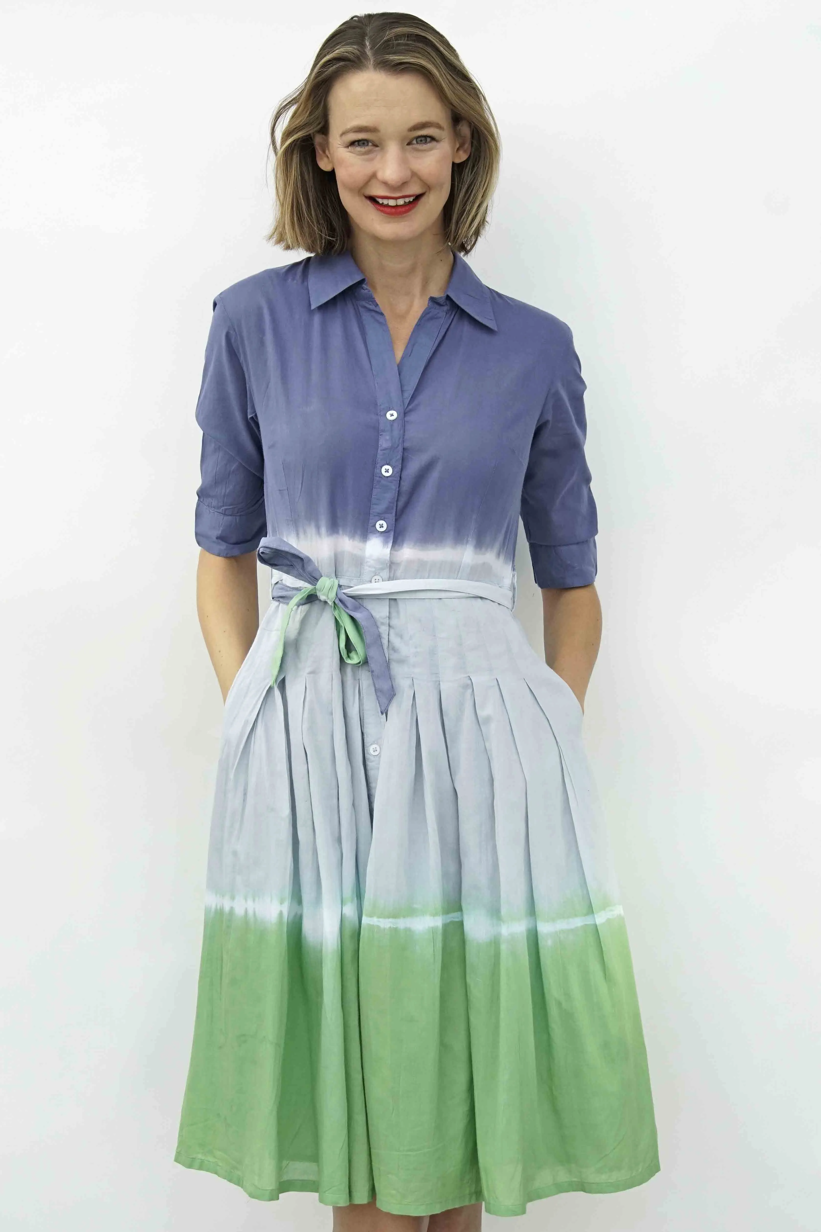 Mrs Maisel Dress - Blue Green Tie Dye Print