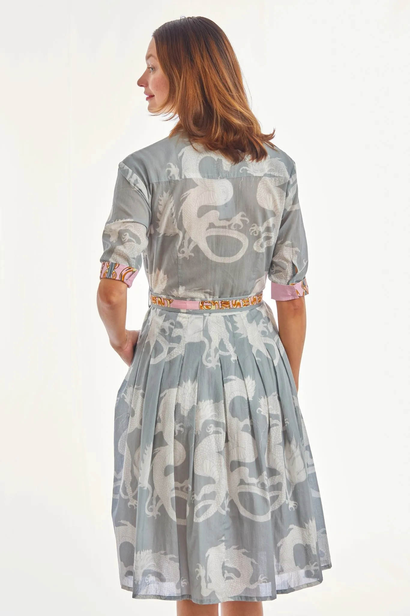 Mrs Maisel Dress - Grey Dragons Print