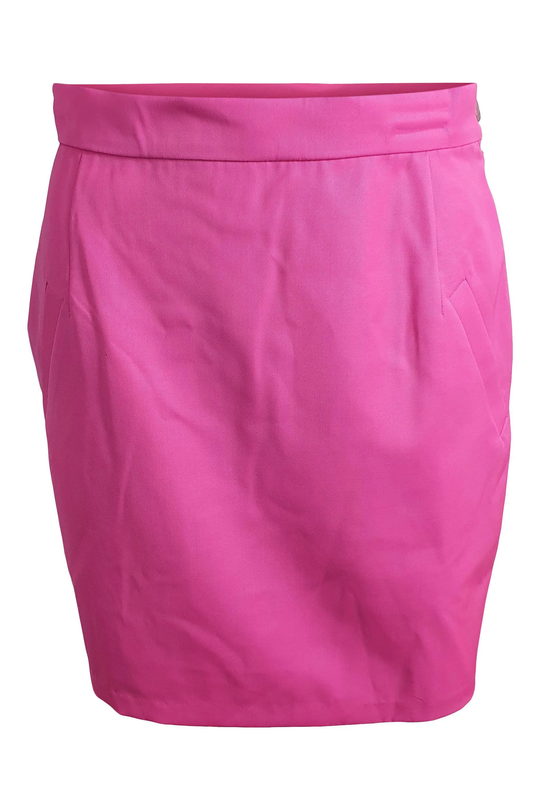 NATASHA ZINKO 100% Wool Hot Pink Slim Fit Mini Skirt (UK 8 | IT 40 | FR 36)