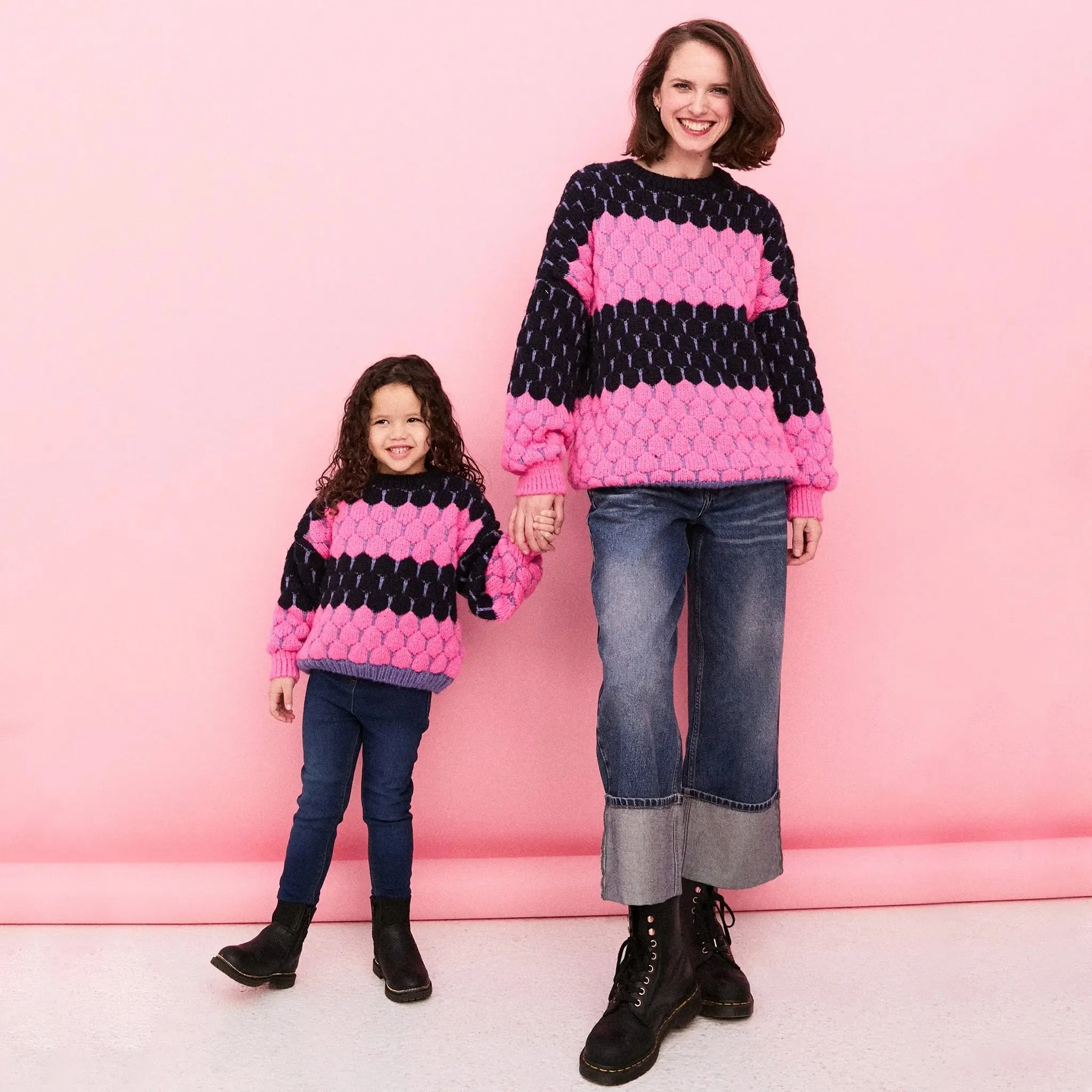 Navy Marissa Stripe Bubble Stitch Jumper