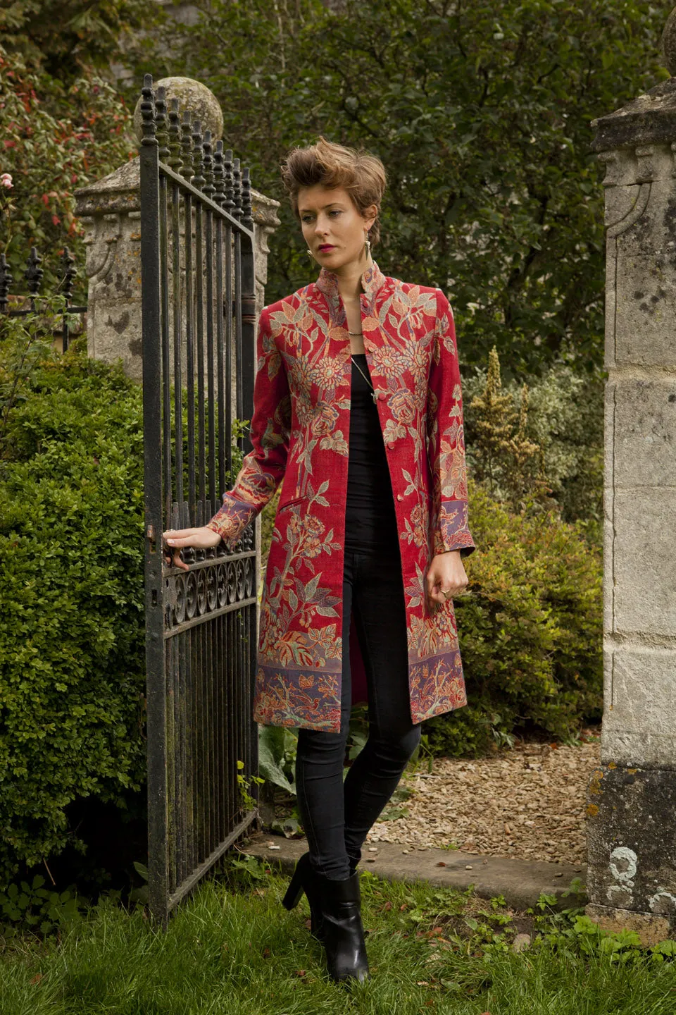 Nehru Coat in Venetian Red