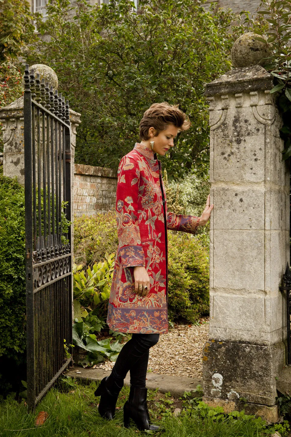 Nehru Coat in Venetian Red