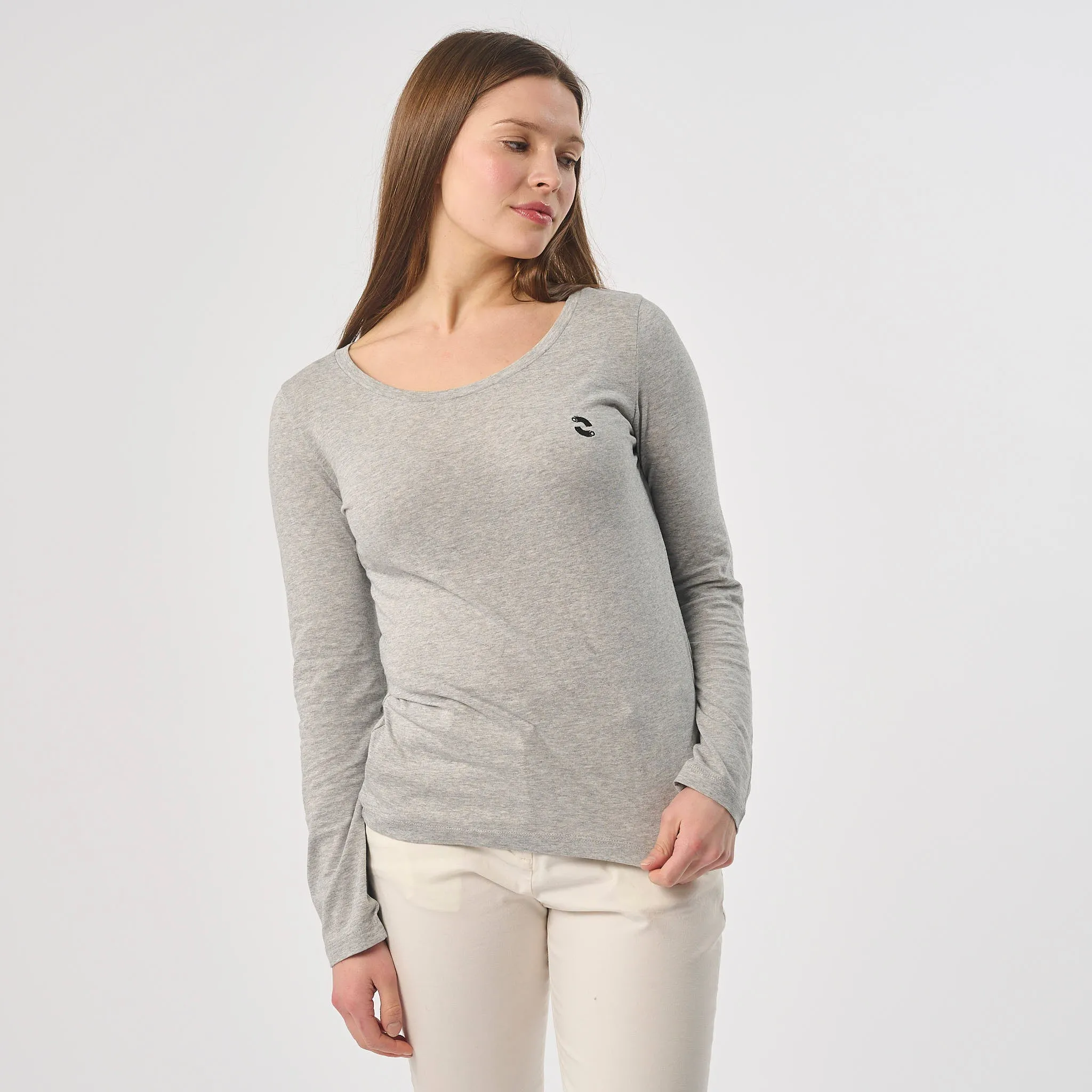 Omnitau Women's Organic Cotton Long Sleeve T-Shirt - Heather Grey