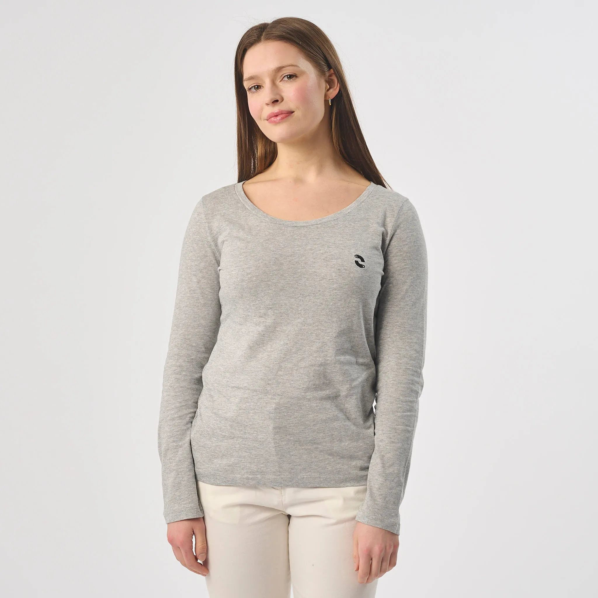 Omnitau Women's Organic Cotton Long Sleeve T-Shirt - Heather Grey