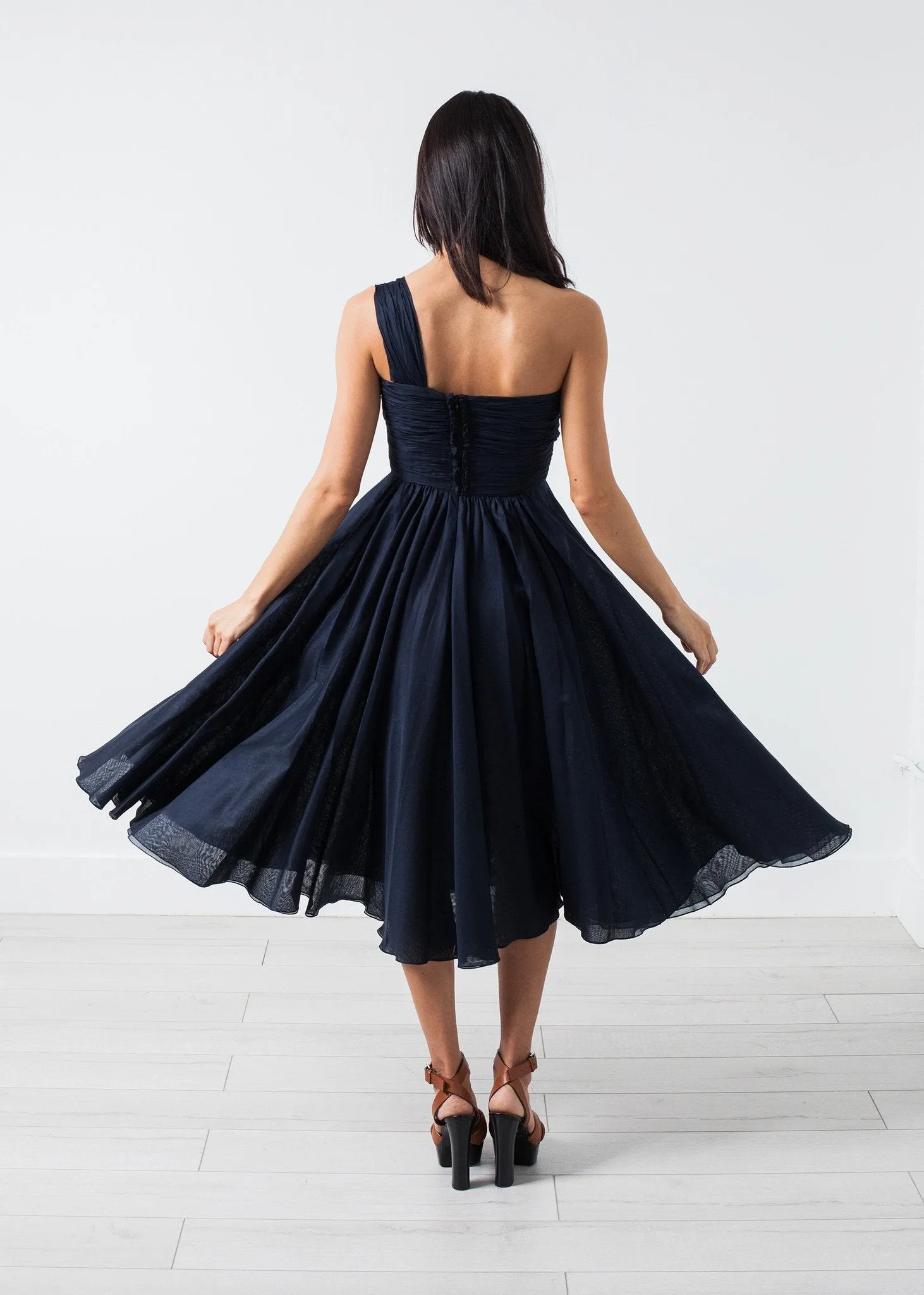 One Shoulder Dress in Navy