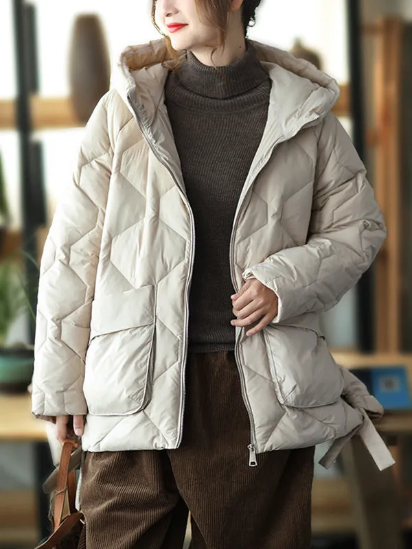 Original Solid Hooded Cotton-Padded Coat