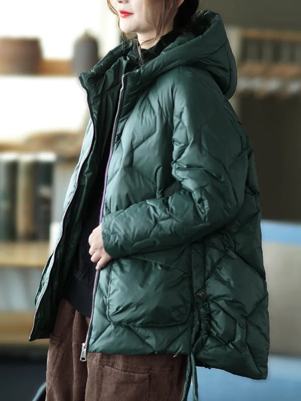 Original Solid Hooded Cotton-Padded Coat