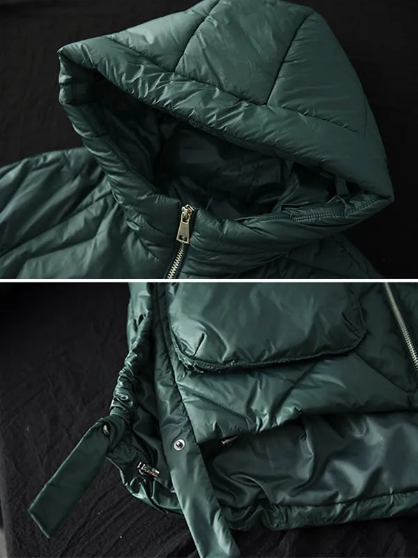 Original Solid Hooded Cotton-Padded Coat