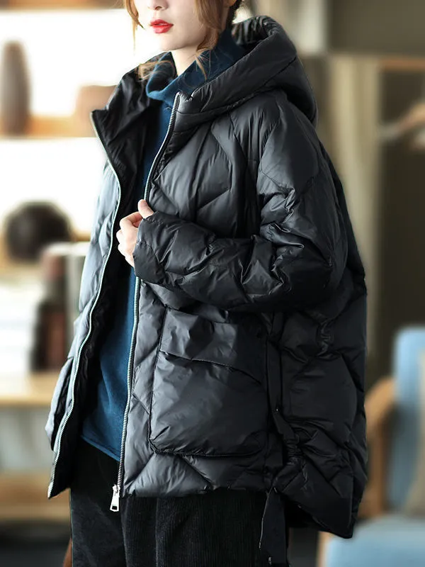 Original Solid Hooded Cotton-Padded Coat