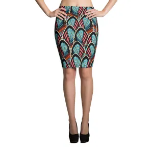 Pencil Skirt - Abstract Feathers