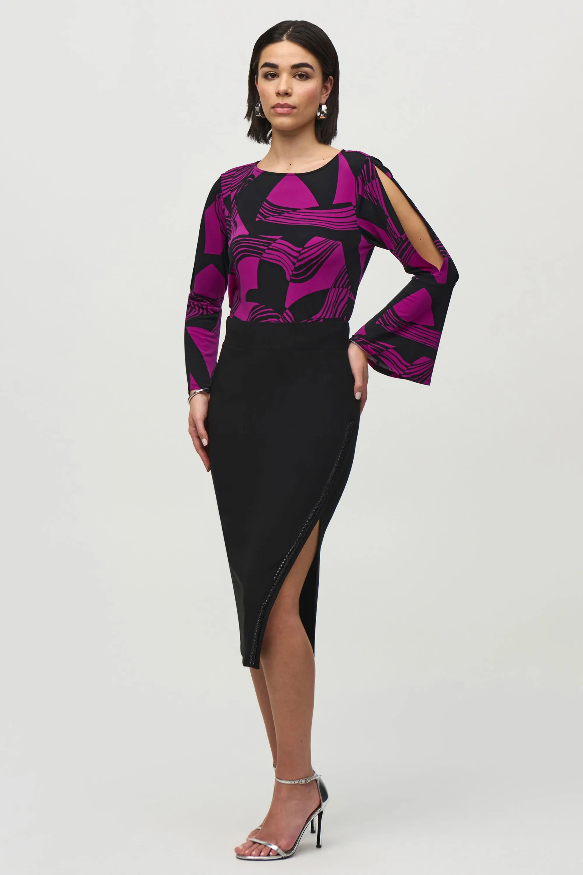 PENCIL SKIRT WITH BEADED SLIT