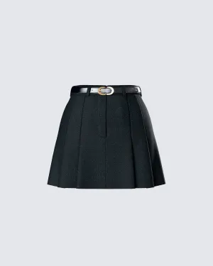 Perla Black Pleated Mini Skirt