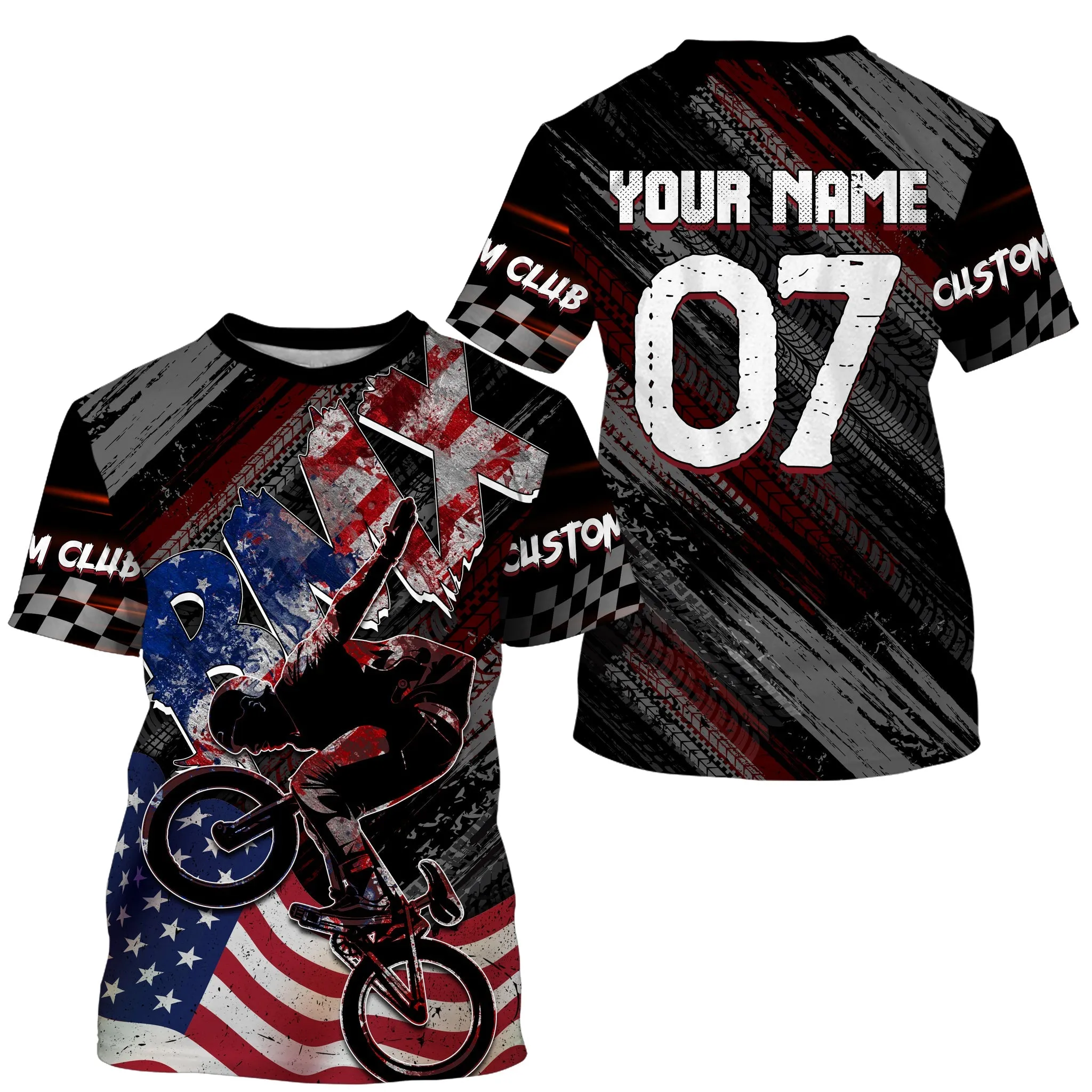 Personalized BMX Flag USA Pattern Jersey Patriotic Riding Racewear American Cycling 3D Long Sleeve Shirt