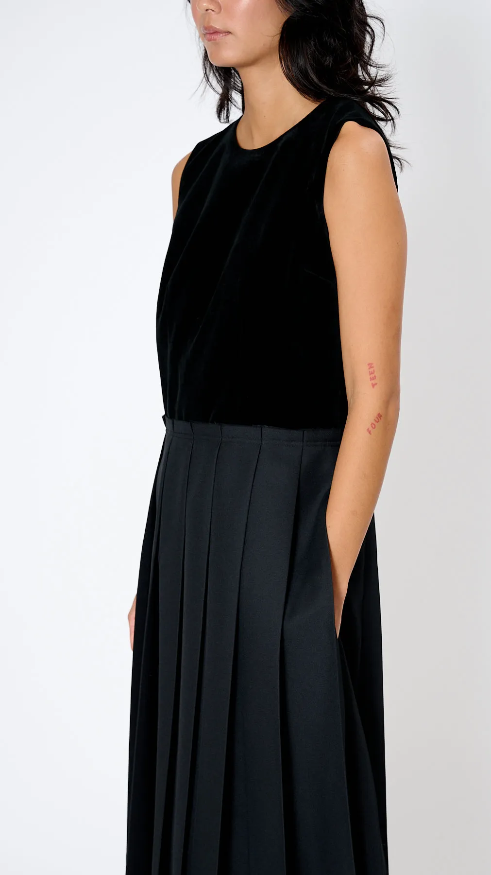 Pleated Dress in Black