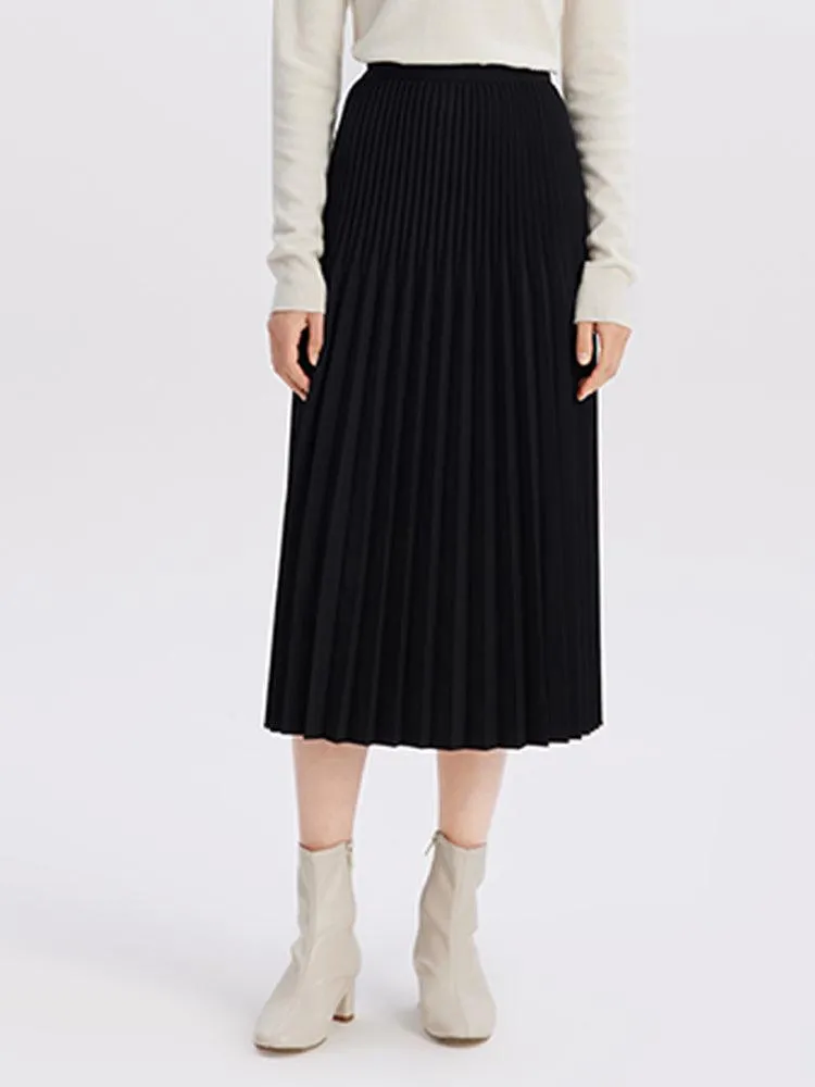 Pleated Mid-Calf Skirt