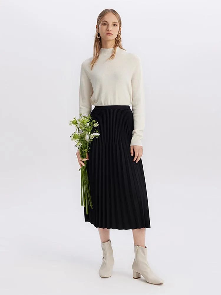 Pleated Mid-Calf Skirt