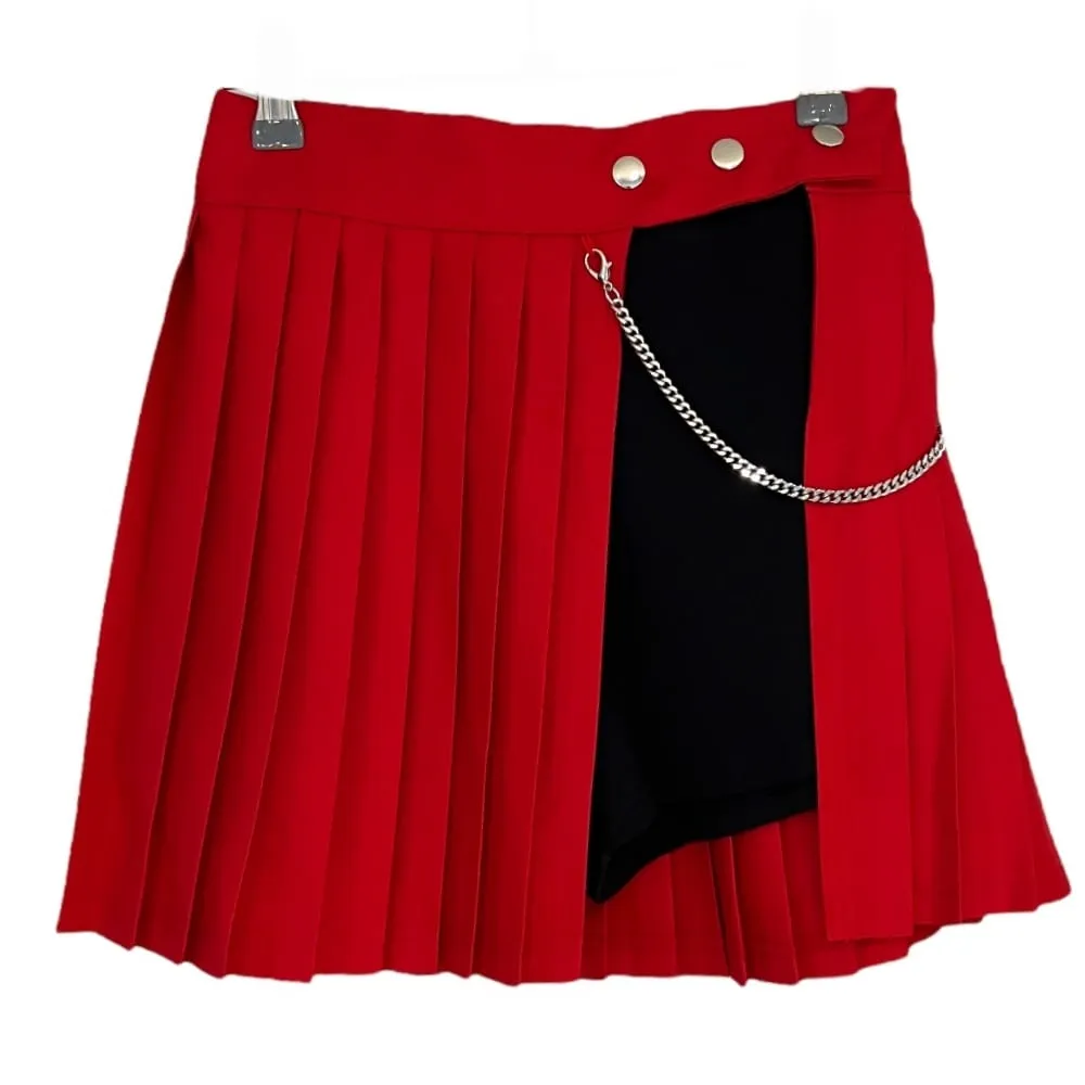 Pleated Mini Skirt with Chain #Original Kpop #121692