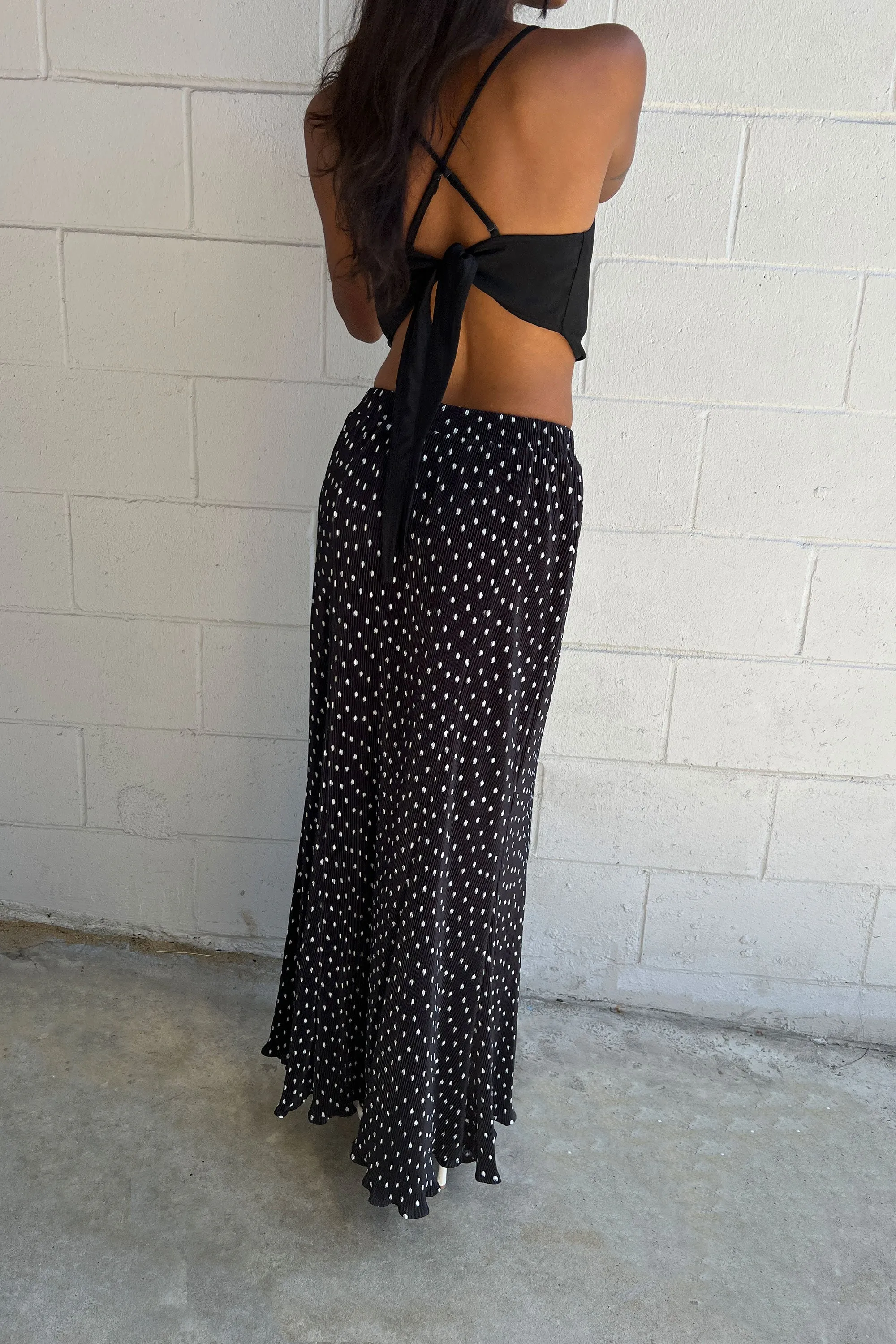 PLEATED PRINTED MAXI SKIRT