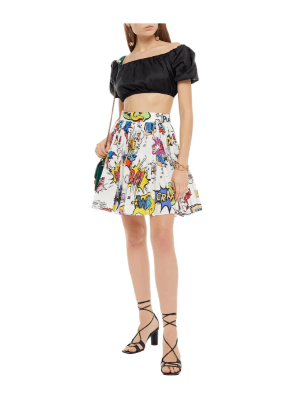 PLEATED PRINTED MINI SKIRT