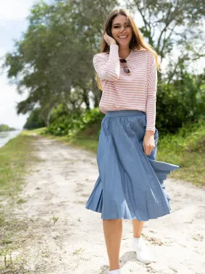 PLEATED SKIRT 27"- LIGHT DENIM