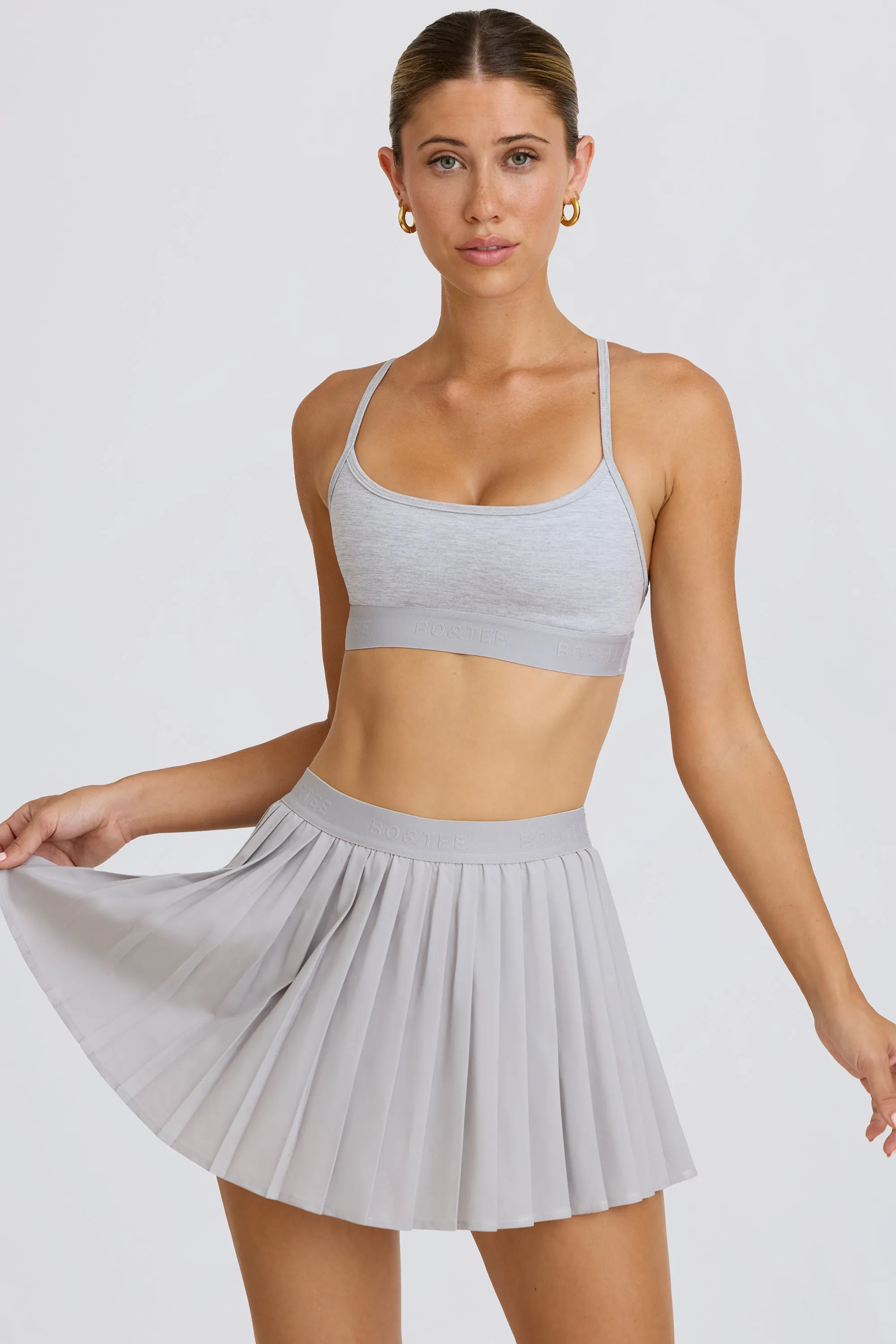 Pleated Tennis Skirt in Ice Grey