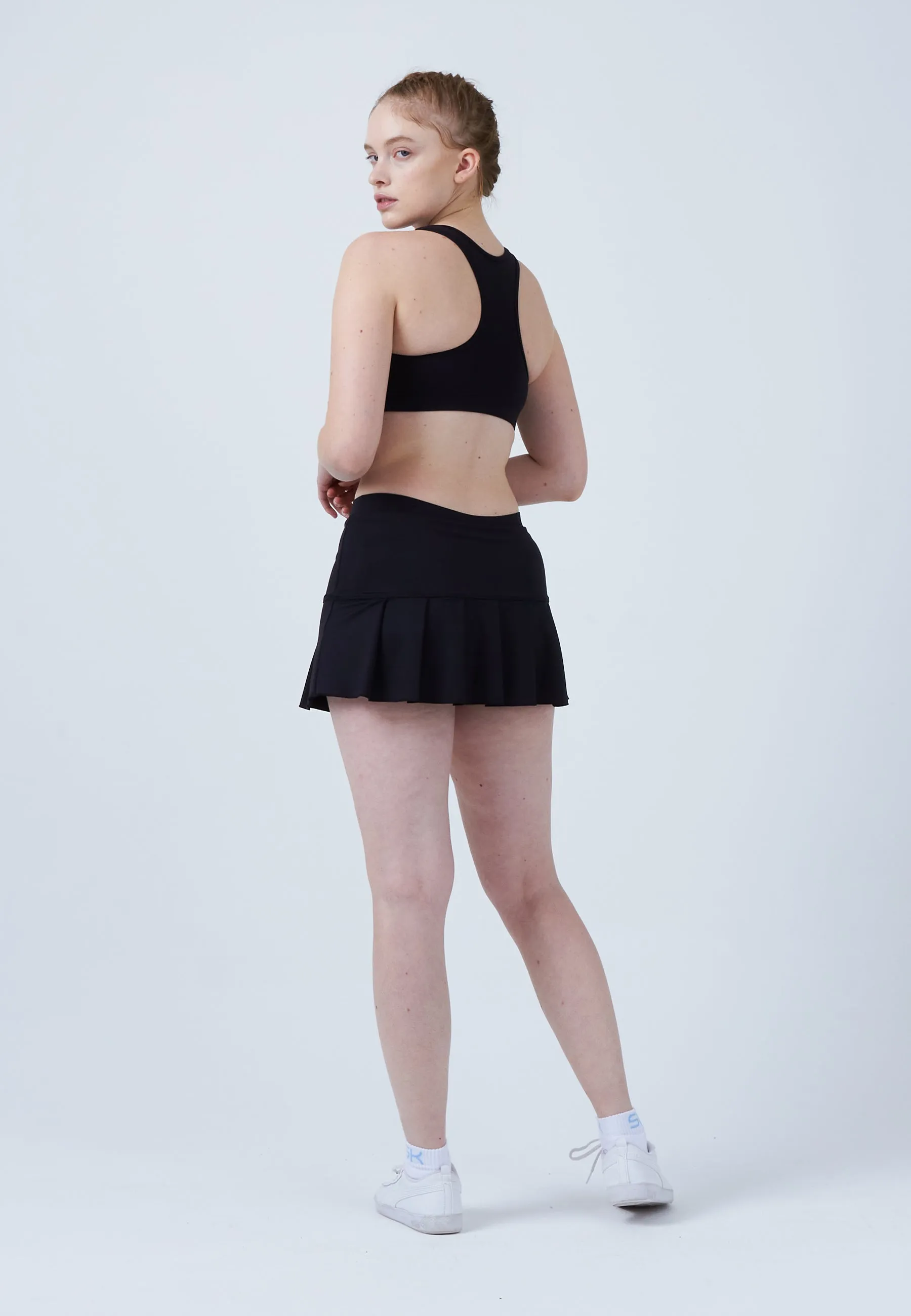 Pleated Tennis Skort, black