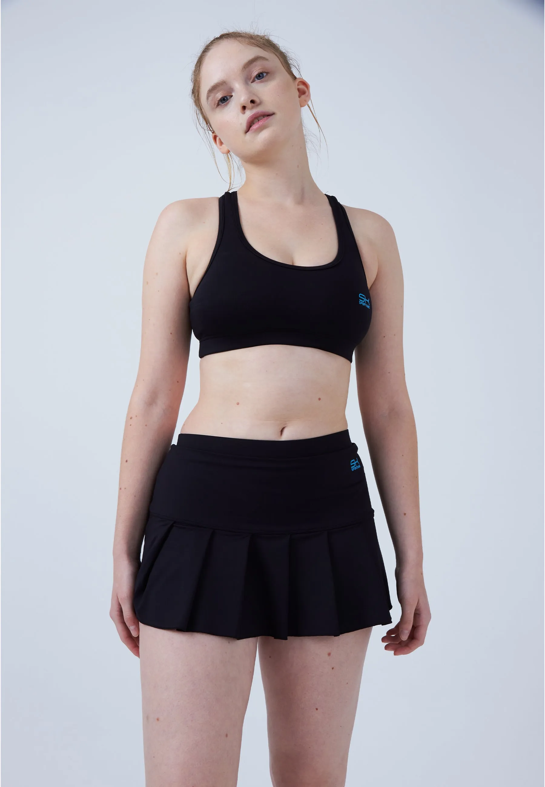 Pleated Tennis Skort, black