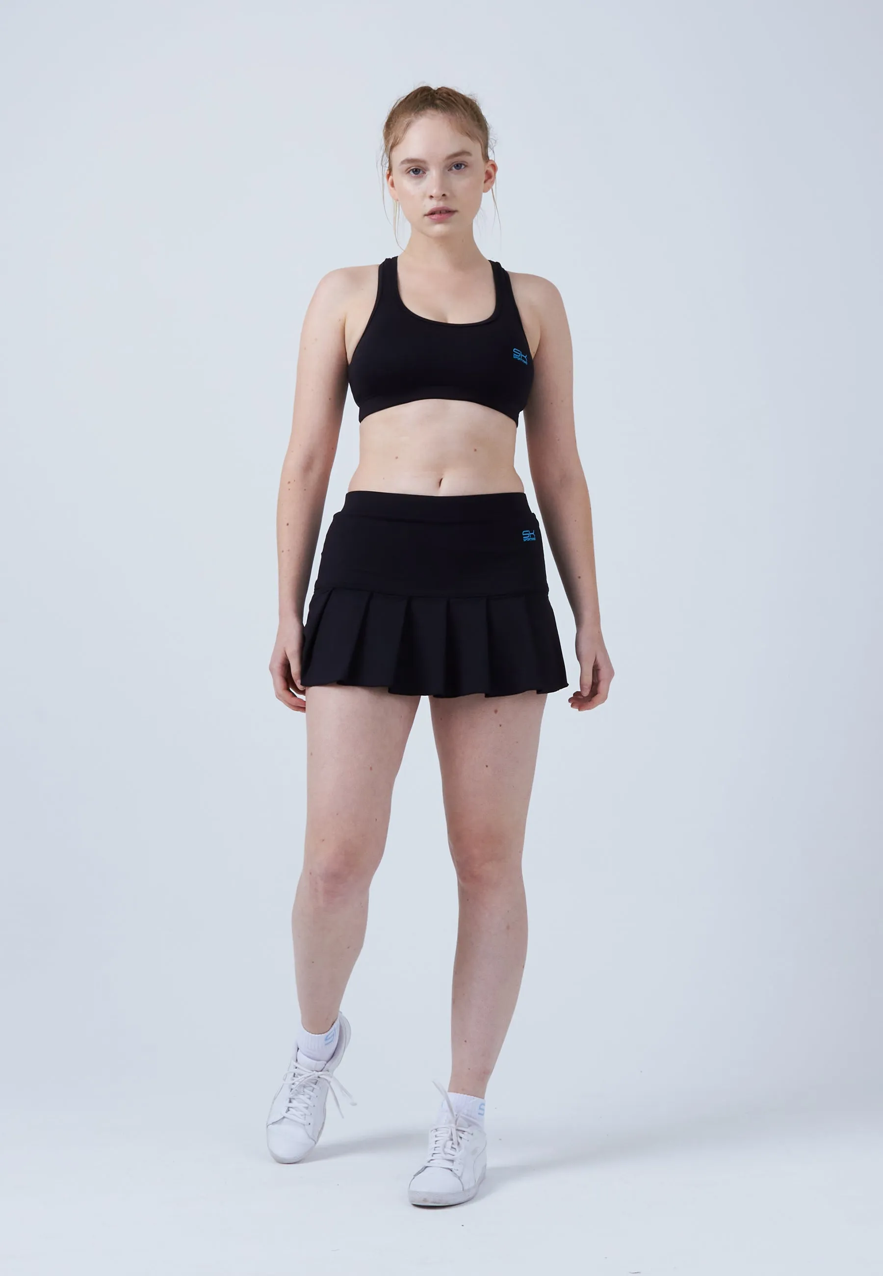 Pleated Tennis Skort, black