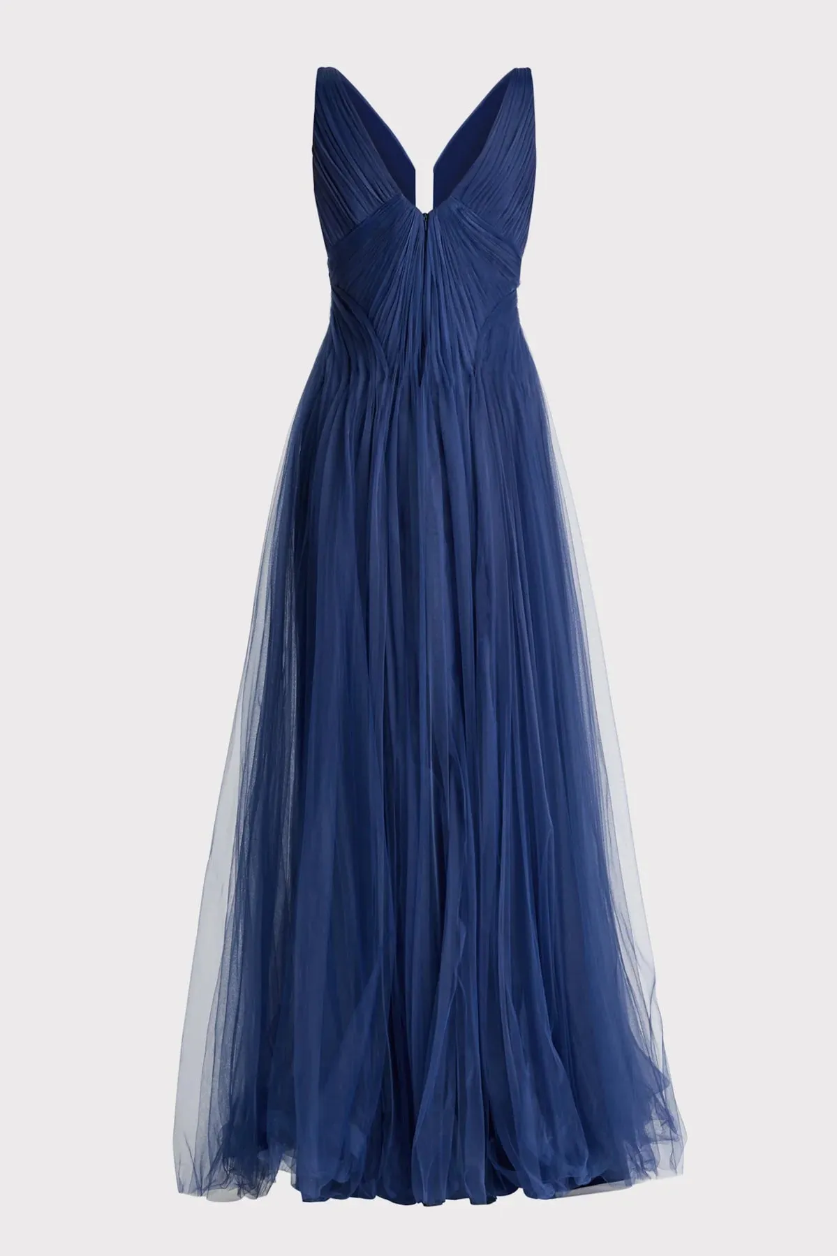 Pleated Tulle Gown - Dark Navy