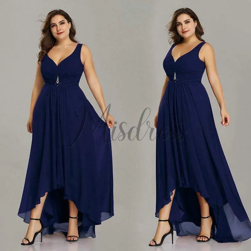 Plus Size Hi-low Chiffon Wedding Bridesmaid Evening Prom Dress