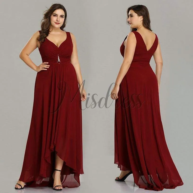 Plus Size Hi-low Chiffon Wedding Bridesmaid Evening Prom Dress