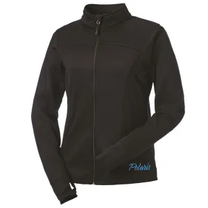 Polaris  Black Womens Full Zip Tech Jacket w Logo Comfy Soft Lightweight