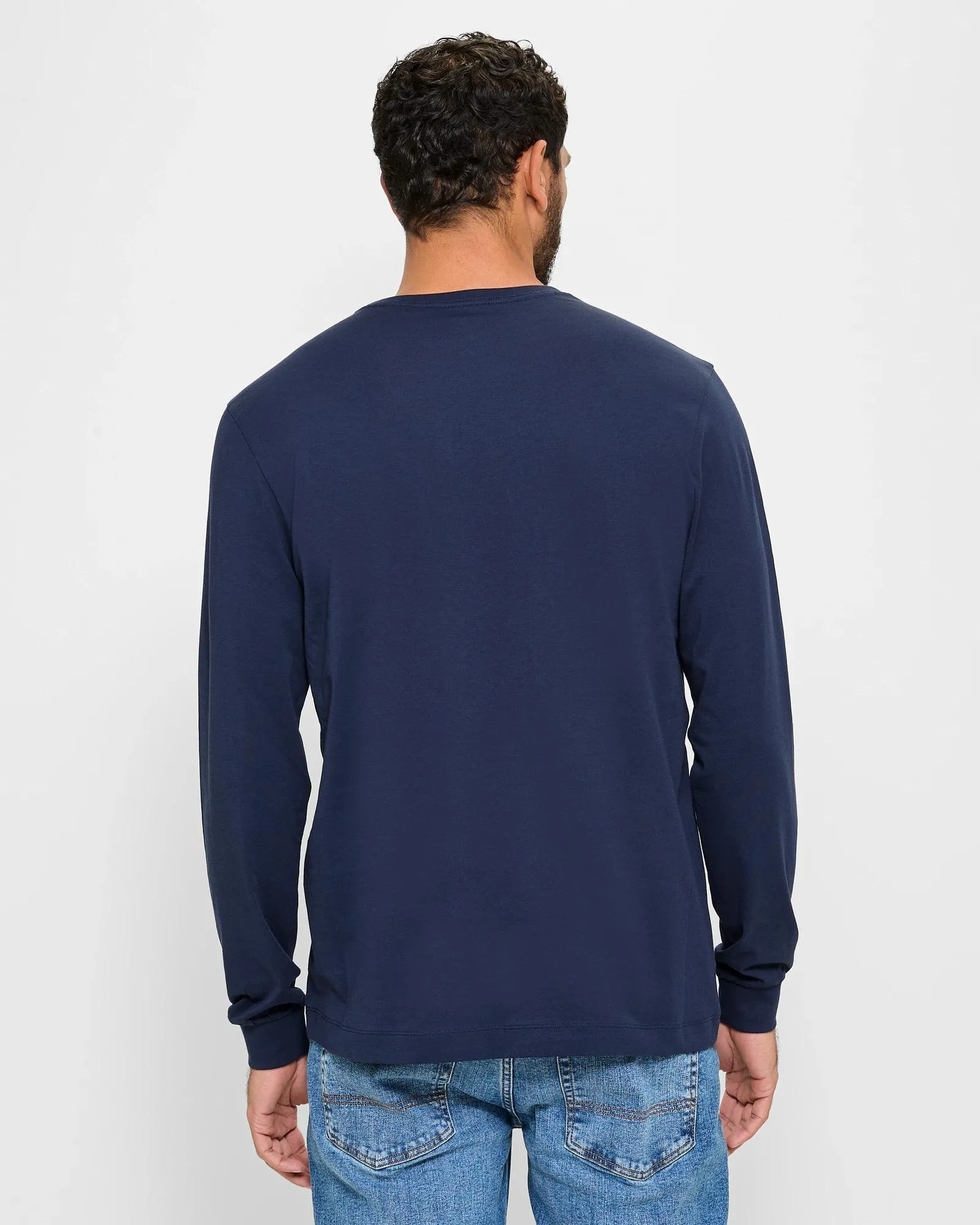 popular  Australian Cotton Long Sleeve T-Shirt - Navy Blue