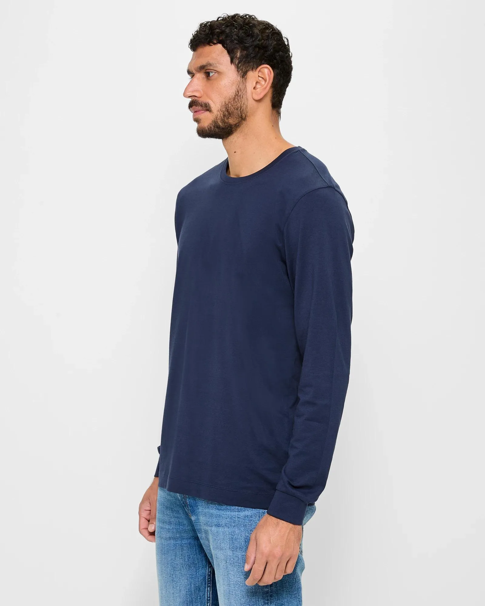 popular  Australian Cotton Long Sleeve T-Shirt - Navy Blue