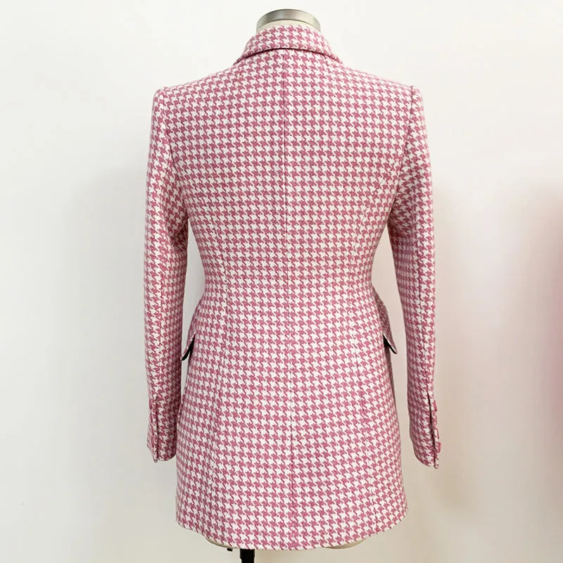 Pre Order:  Houndstooth Peak Lapel Coat