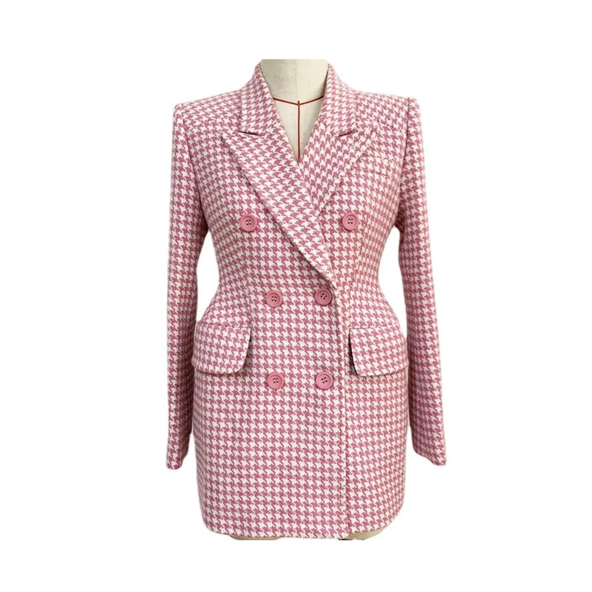 Pre Order:  Houndstooth Peak Lapel Coat