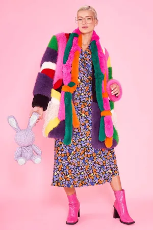 Rainbow Faux Fur Coat