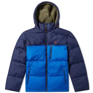 Ralph Lauren Blue Fleece Hood Down Jacket