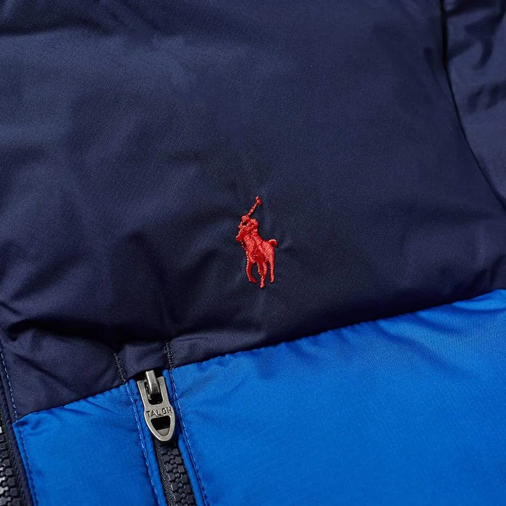 Ralph Lauren Blue Fleece Hood Down Jacket