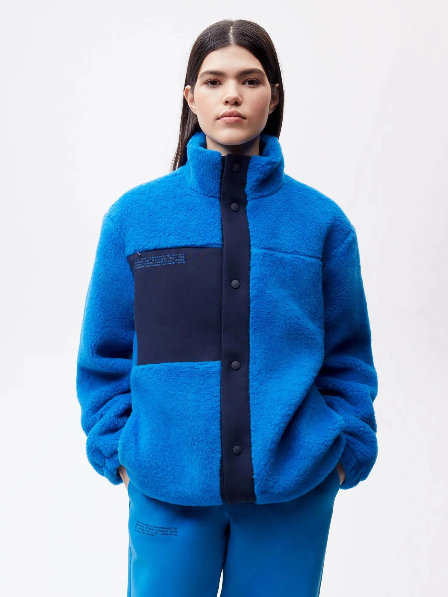 Recycled Wool Fleece Jacket—cerulean blue