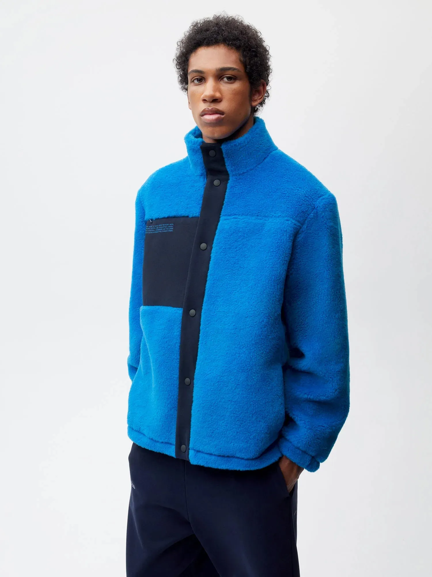 Recycled Wool Fleece Jacket—cerulean blue