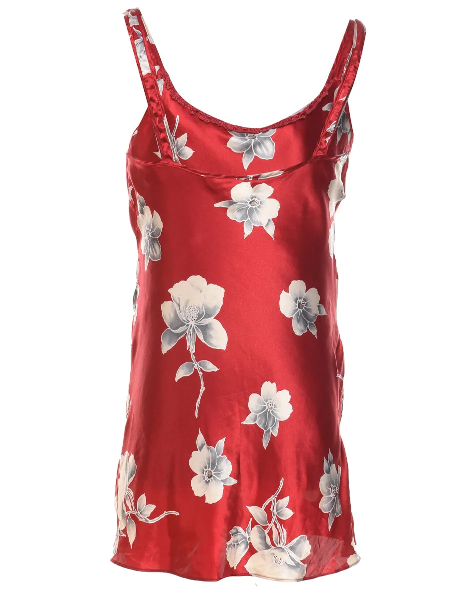 Red, White & Grey Floral Print Slip - M