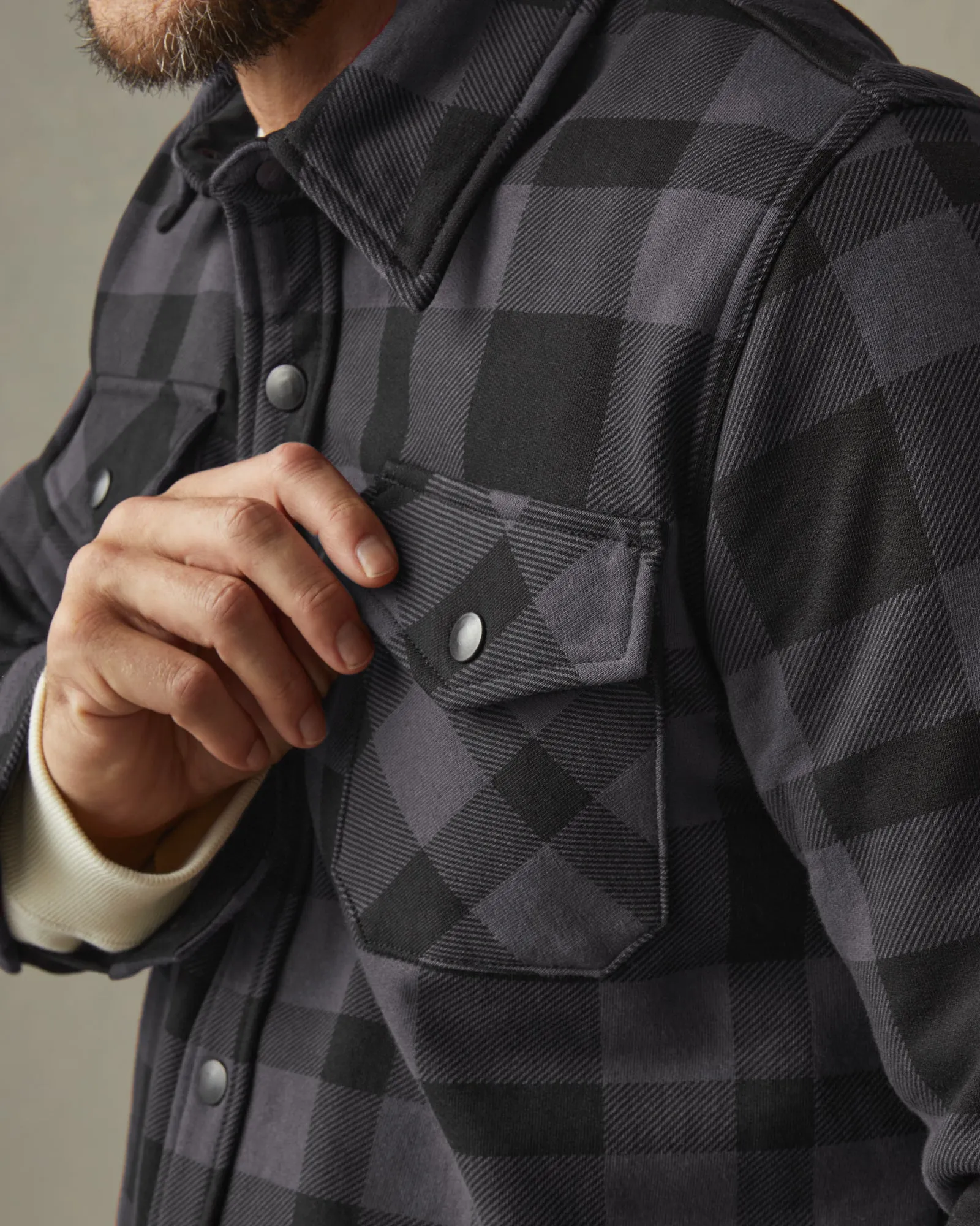 Redwood Fleece Overshirt - Stealth Plaid