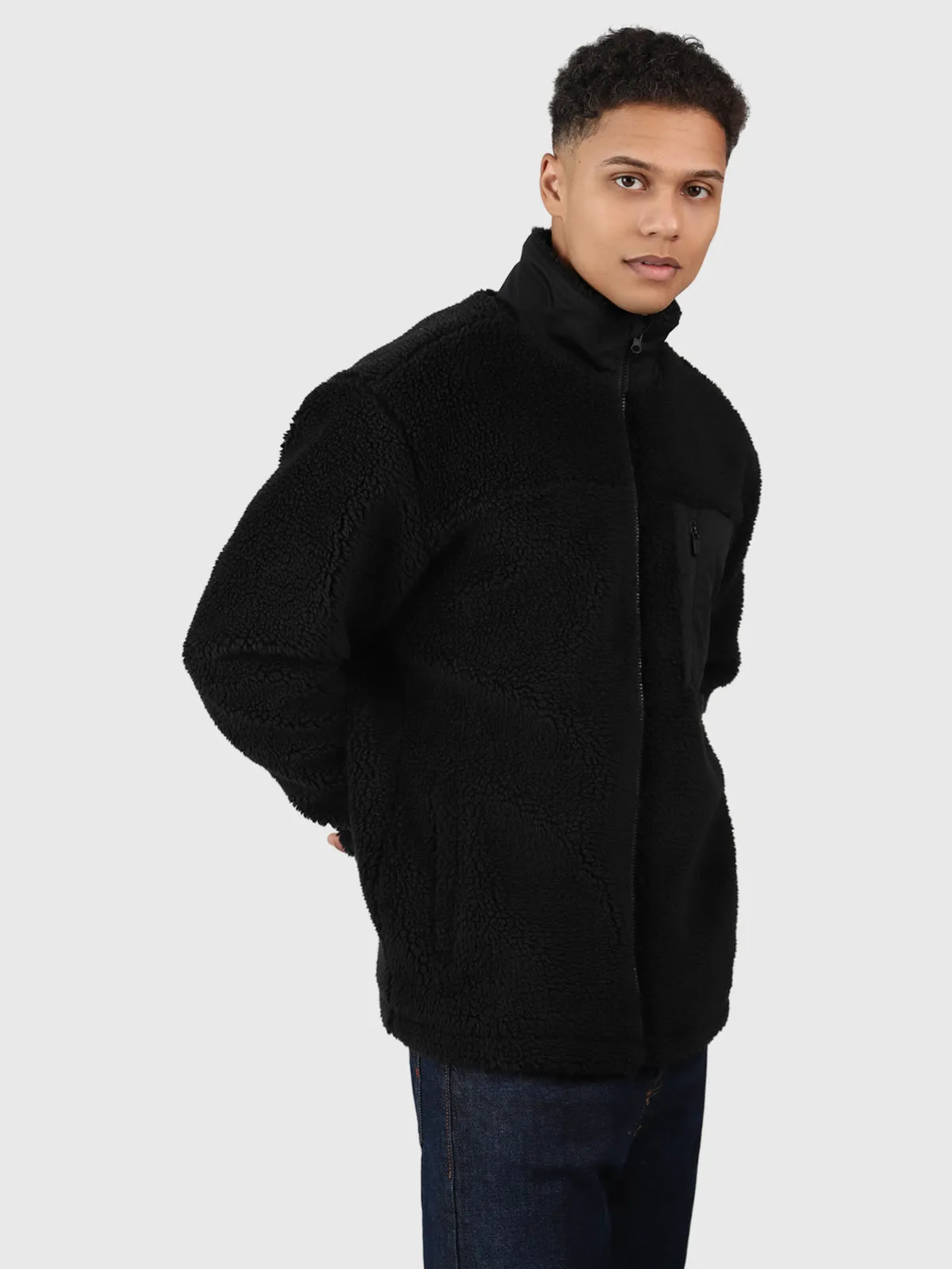 Renziost Men Fleece Jacket | Black