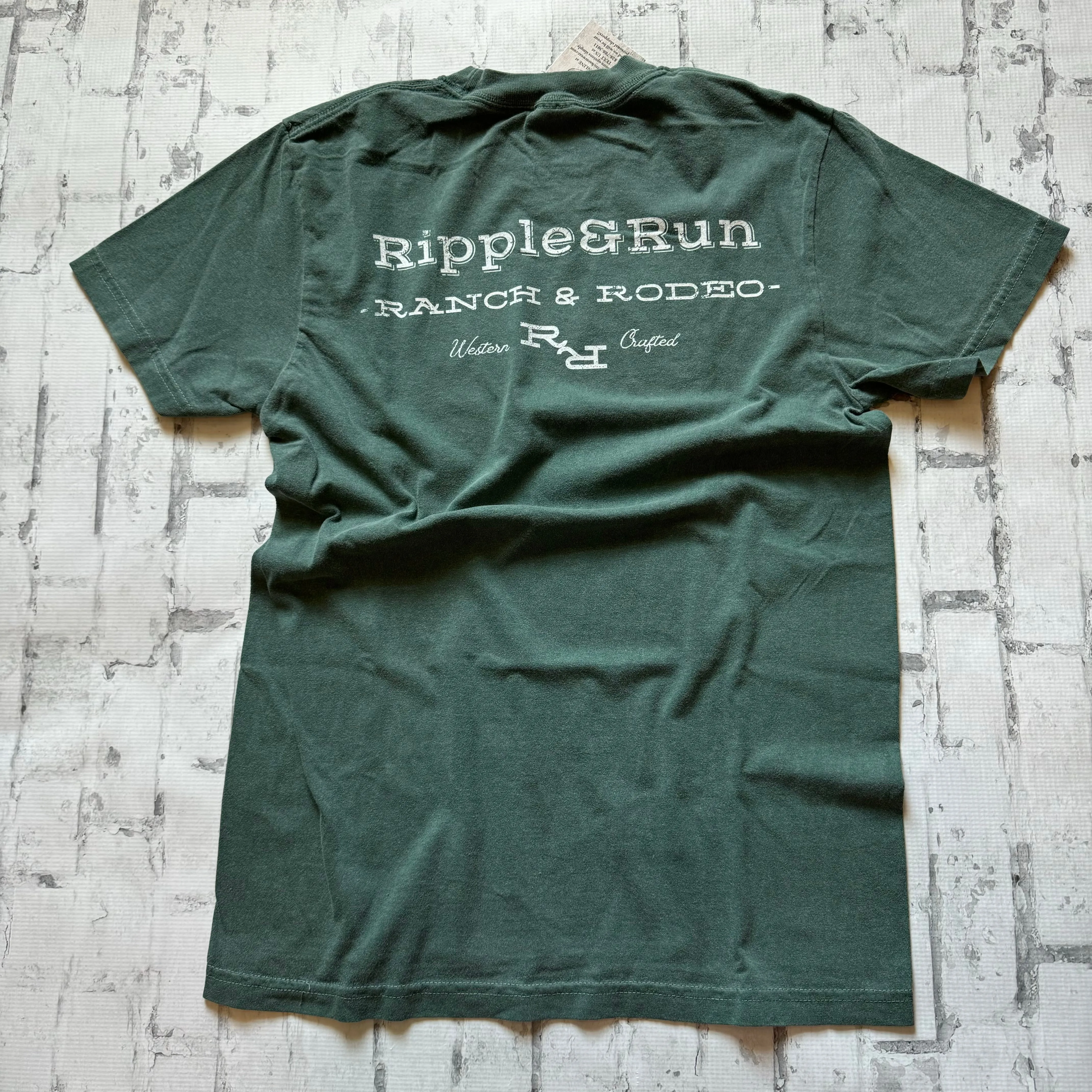 Ripple and Run "Western Crafted" Short Sleeve T-shirt - Aqua Green