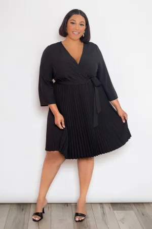 Royal Curves Black Pleated Dress